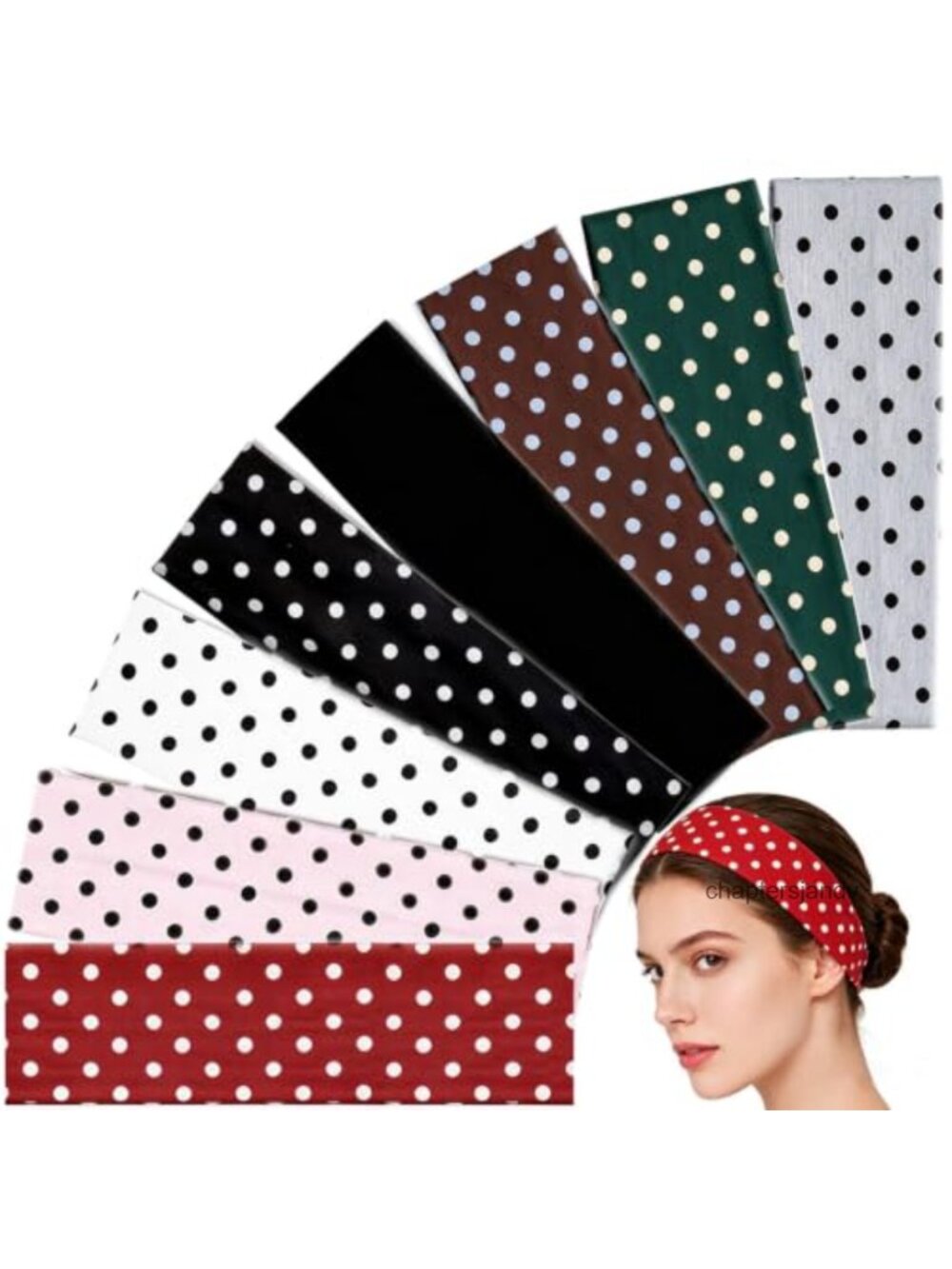 8 Polka Dot Headbands for Women Soft Elastic Hair Bands